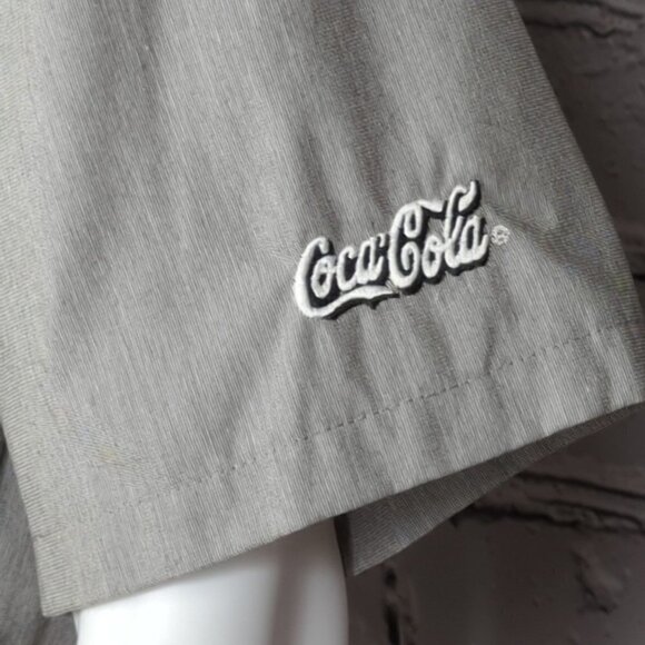 Coca Cola by Cintas Grey Logo Short Sleeve Uniform Button Down Shirt, Men's Larg - Picture 4 of 9